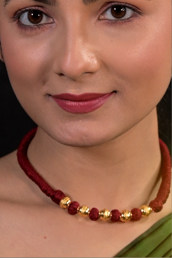Sanya Threaded Necklace -925 silver gold polish