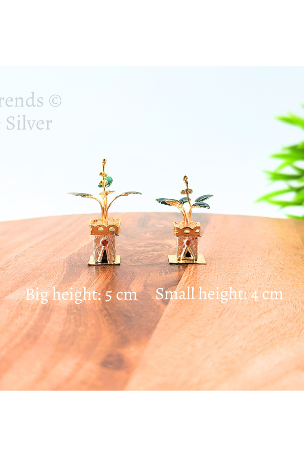 Tulasi plant with enamel - pure silver gift items- pooja items for home, return gift for navarathri,wedding and housewarming