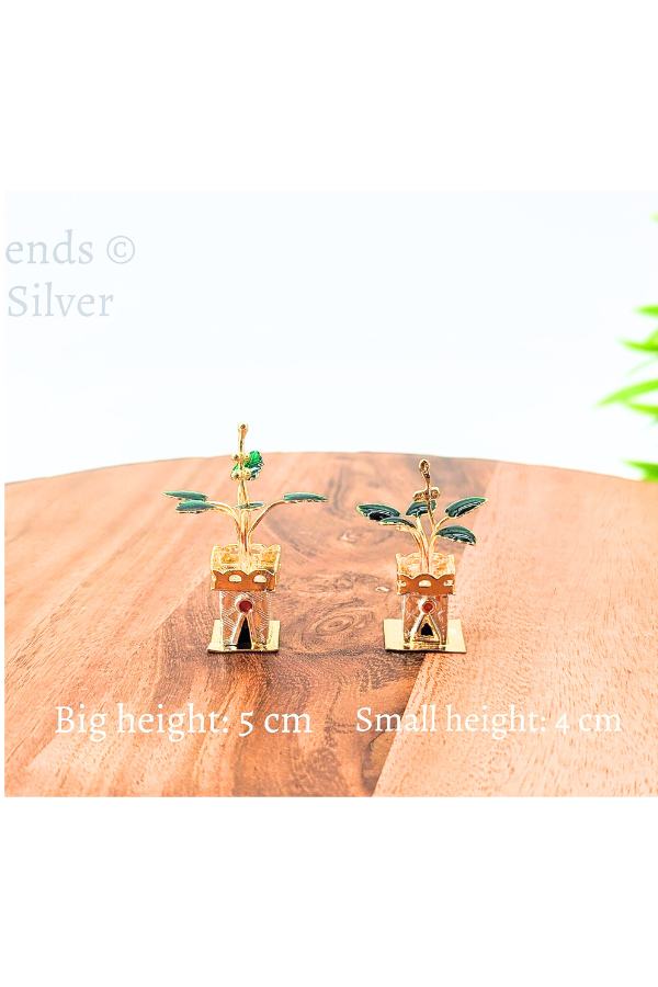 Tulasi plant with enamel - pure silver gift items- pooja items for home, return gift for navarathri,wedding and housewarming