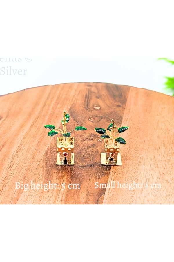 Tulasi plant with enamel - pure silver gift items- pooja items for home, return gift for navarathri,wedding and housewarming
