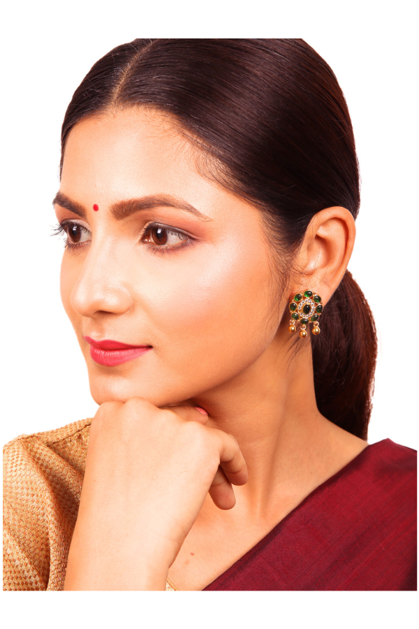 Varnika Stud - 925 silver gold polish