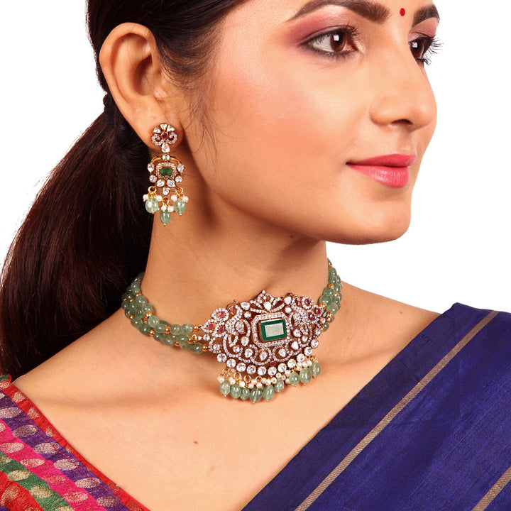 Victorian Sitara necklace - 925 Silver gold polish