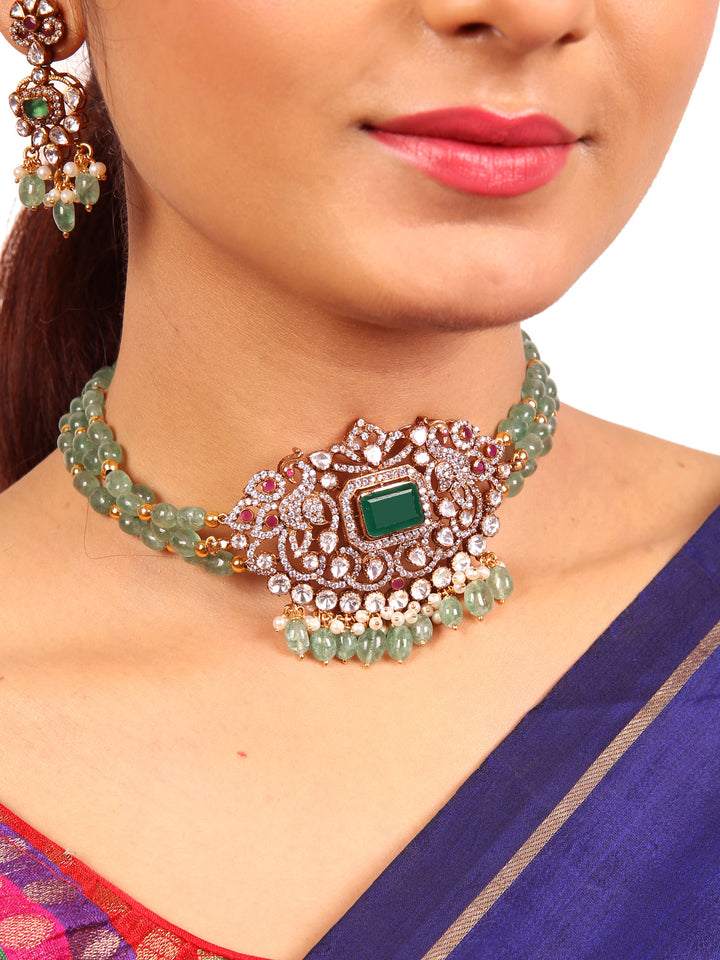 Victorian Sitara necklace - 925 Silver gold polish