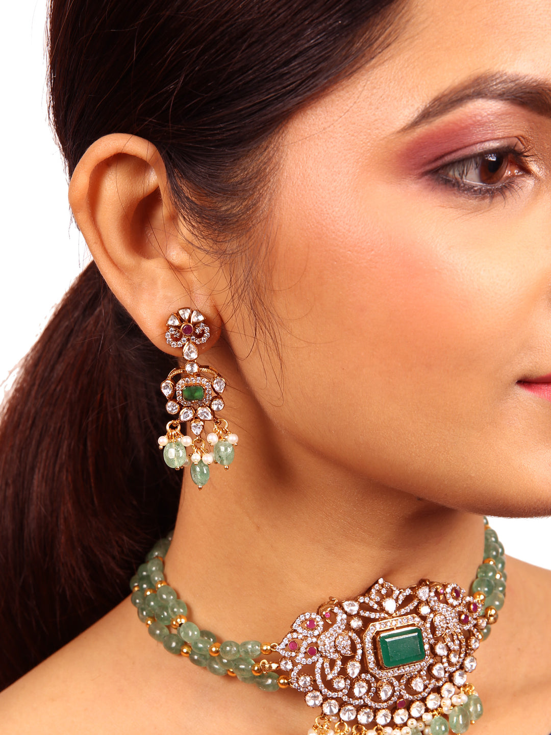 Victorian Sitara necklace - 925 Silver gold polish