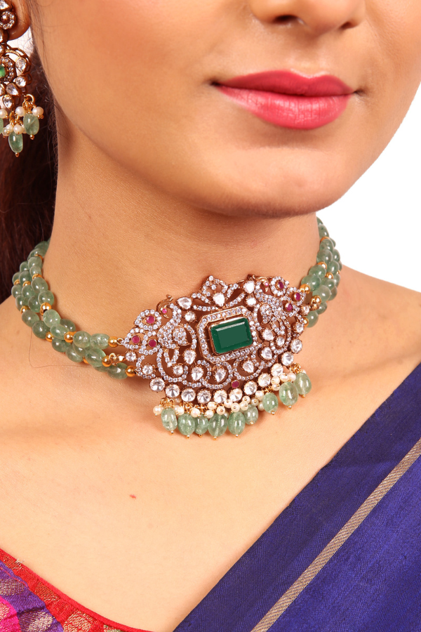 Victorian Sitara necklace - 925 Silver gold polish