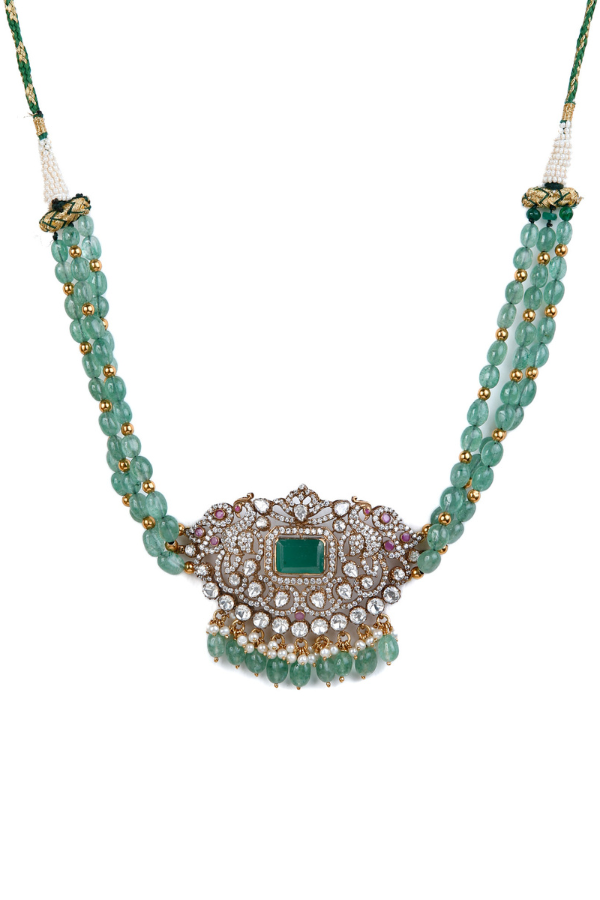 Victorian Sitara necklace - 925 Silver gold polish