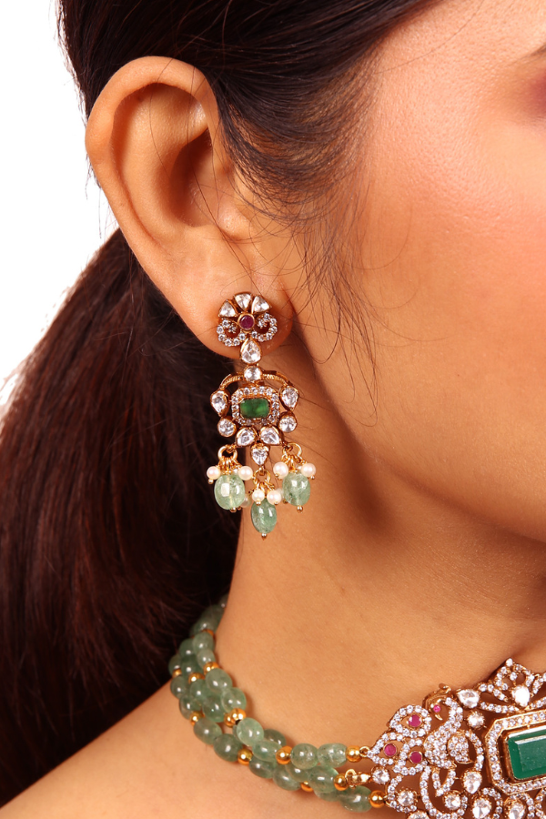 Victorian Sitara necklace - 925 Silver gold polish