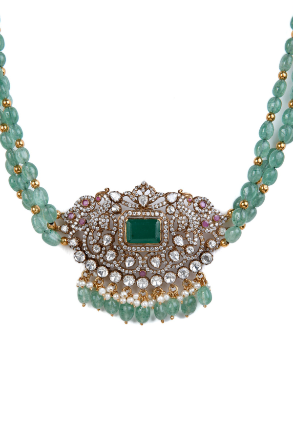 Victorian Sitara necklace - 925 Silver gold polish