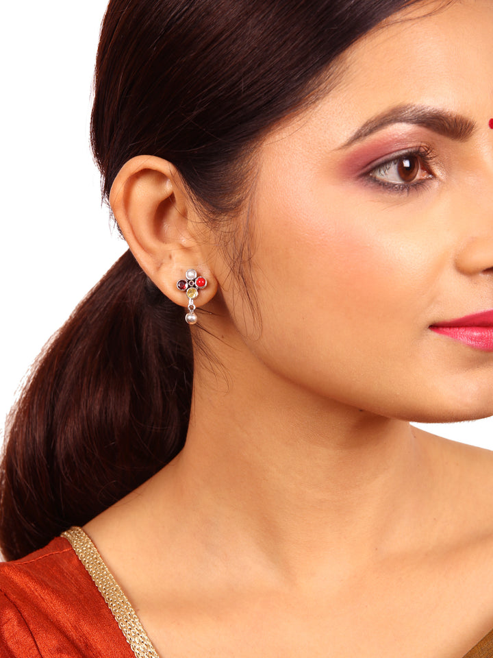 Vihaan Stud -925 silver oxidized - Earrings