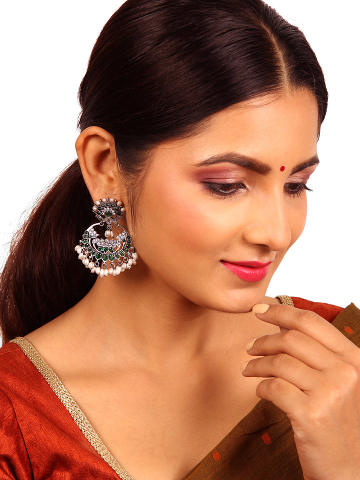 Visha chaandbali Earring - 925 silver oxidized
