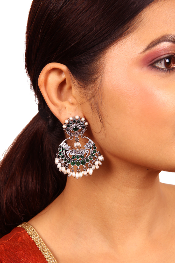 Visha chaandbali Earring - 925 silver oxidized