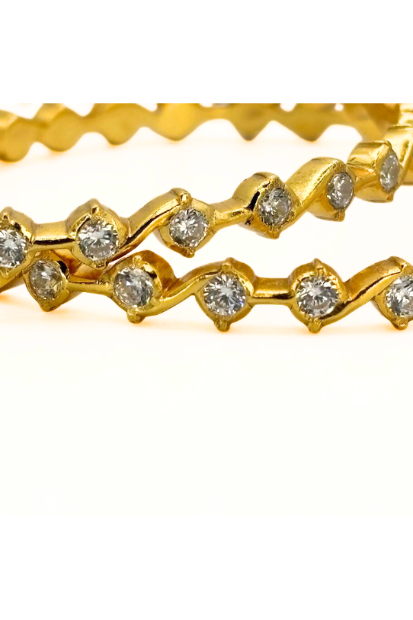 925 silver gold plated - White stone bangle 2.6 size.