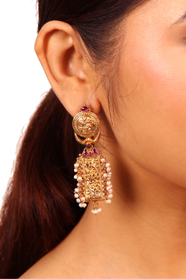 Yagavi Earring - 925 silver gold polish