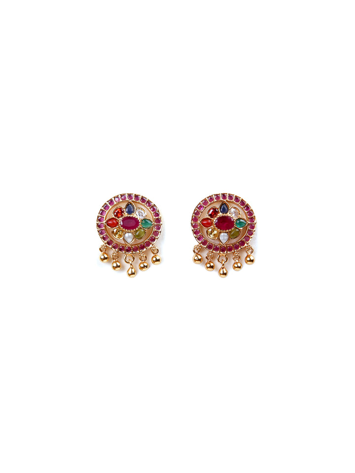 Yuga Navarathna Stud - 925 silver gold polish