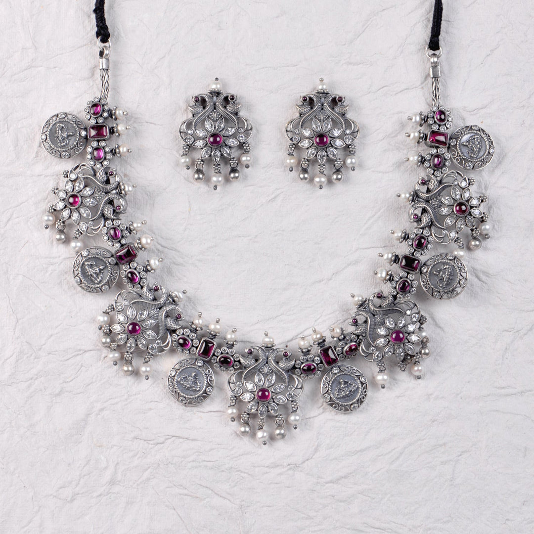 Yuktha Necklace - 925 oxidized silver