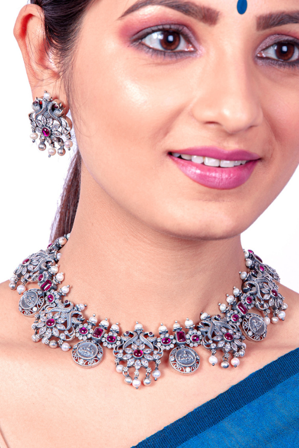 Yuktha Necklace - 925 oxidized silver