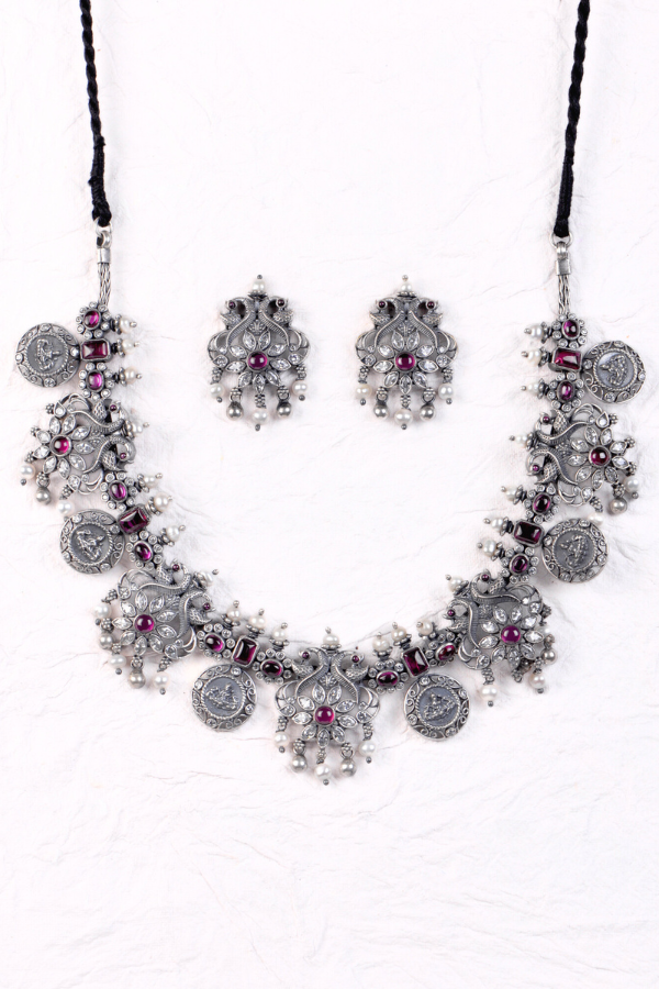 Yuktha Necklace - 925 oxidized silver
