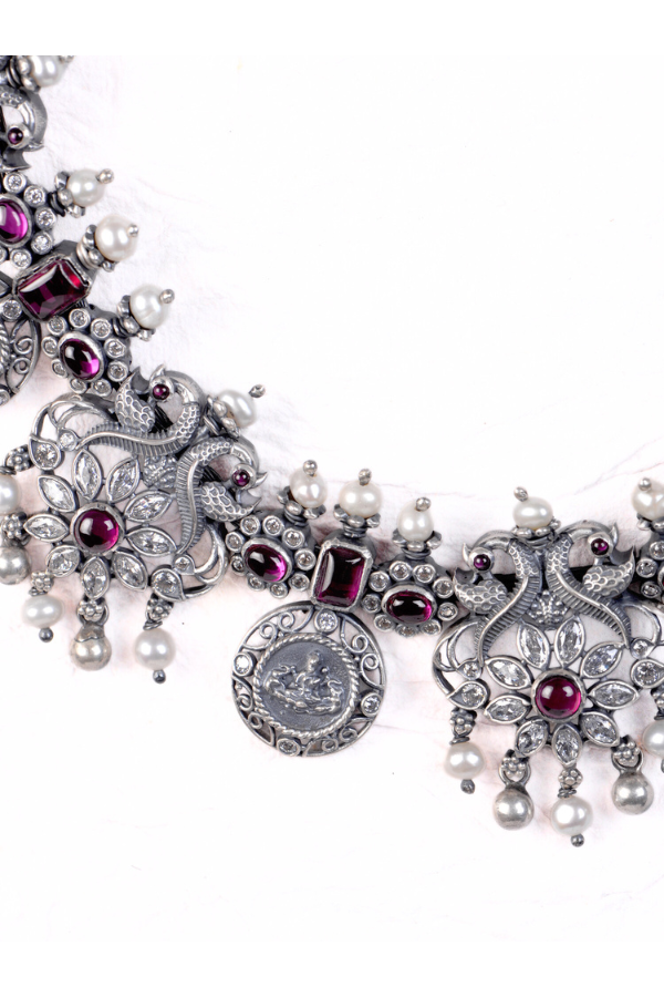 Yuktha Necklace - 925 oxidized silver
