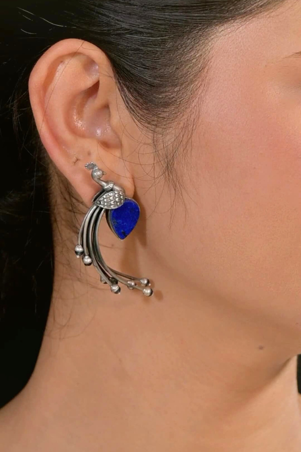 Mayil 925 silver oxidized earring