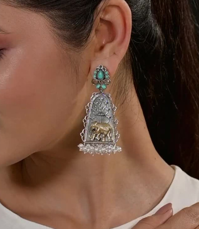 Ekiya contemporary dual-tone 925 silver Earring