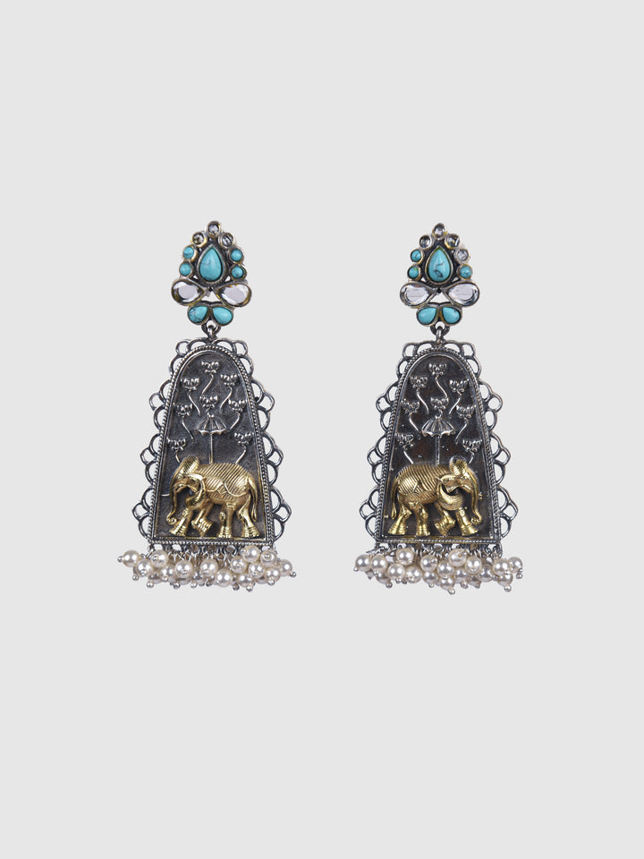 Ekiya contemporary dual-tone 925 silver Earring
