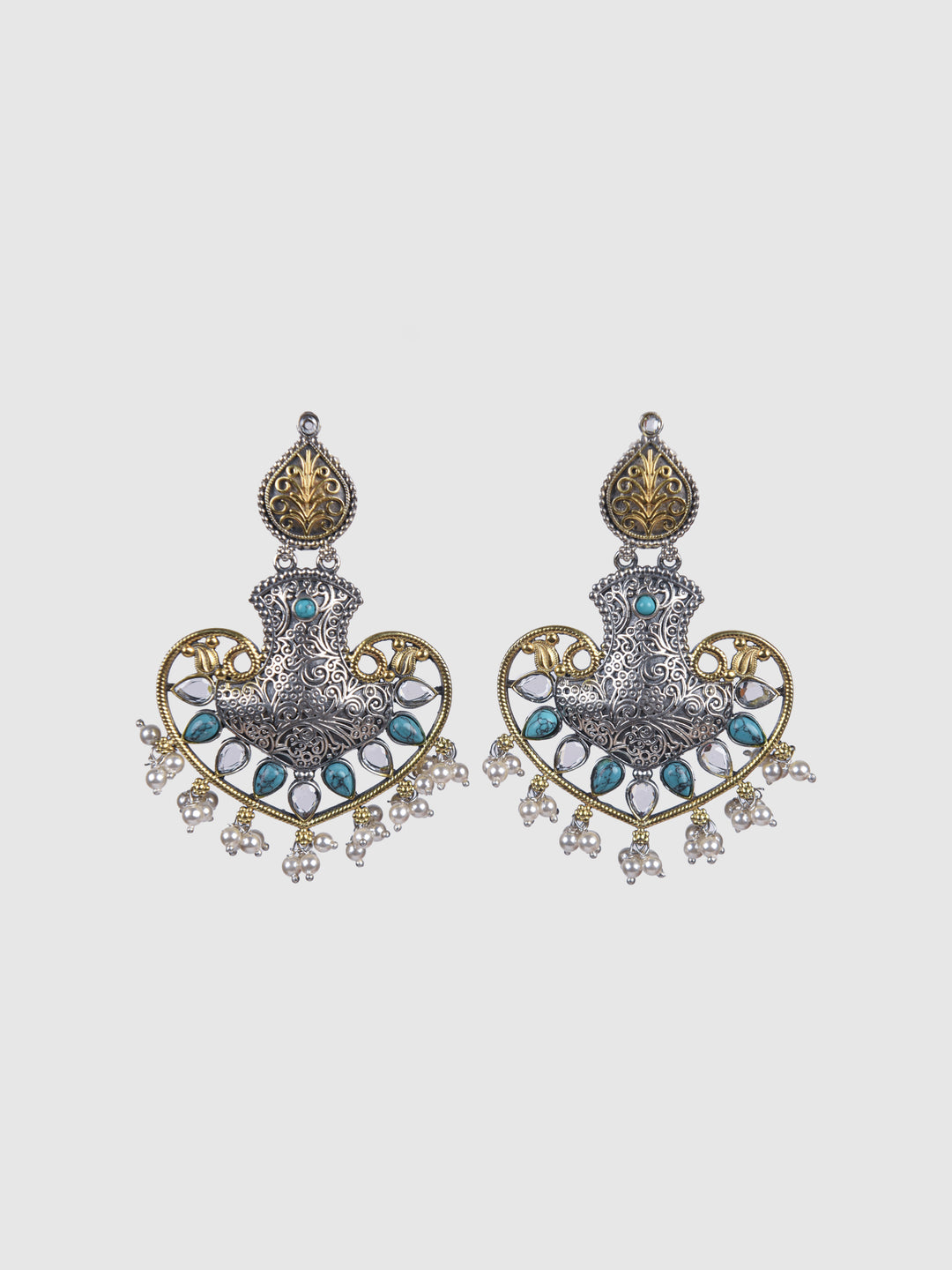 Punitha contemporary dual-tone 925 silver earring