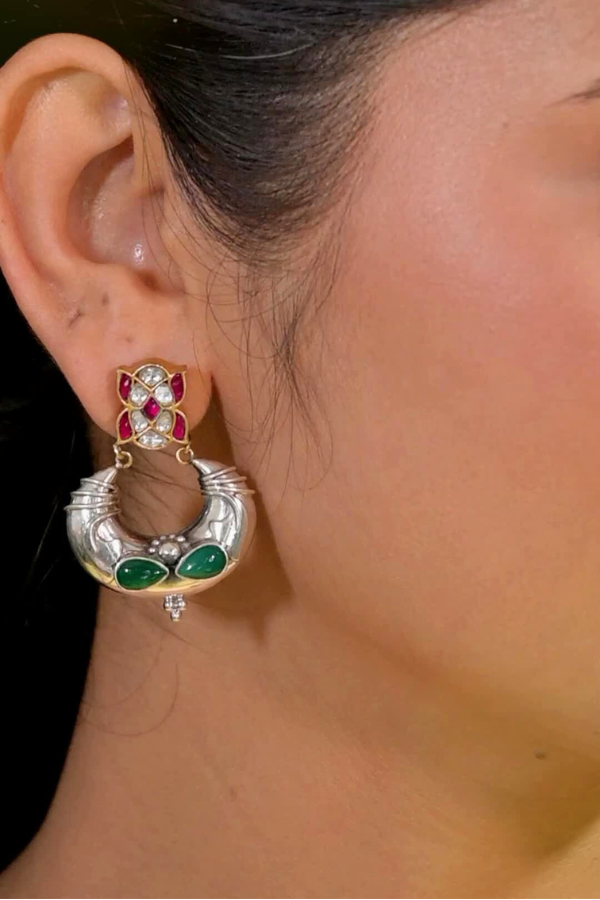 Chandini contemporary dual-tone 925 silver earring