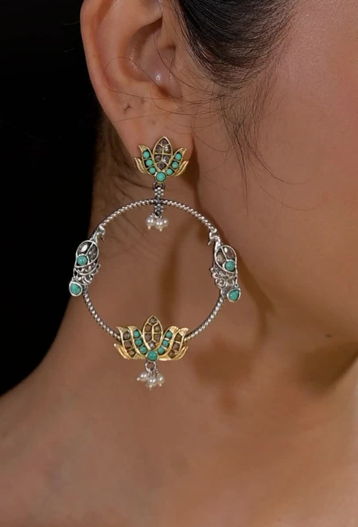 Falguni contemporary dual-tone 925 silver earring