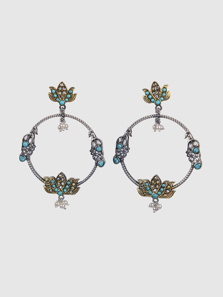 Falguni contemporary dual-tone 925 silver earring