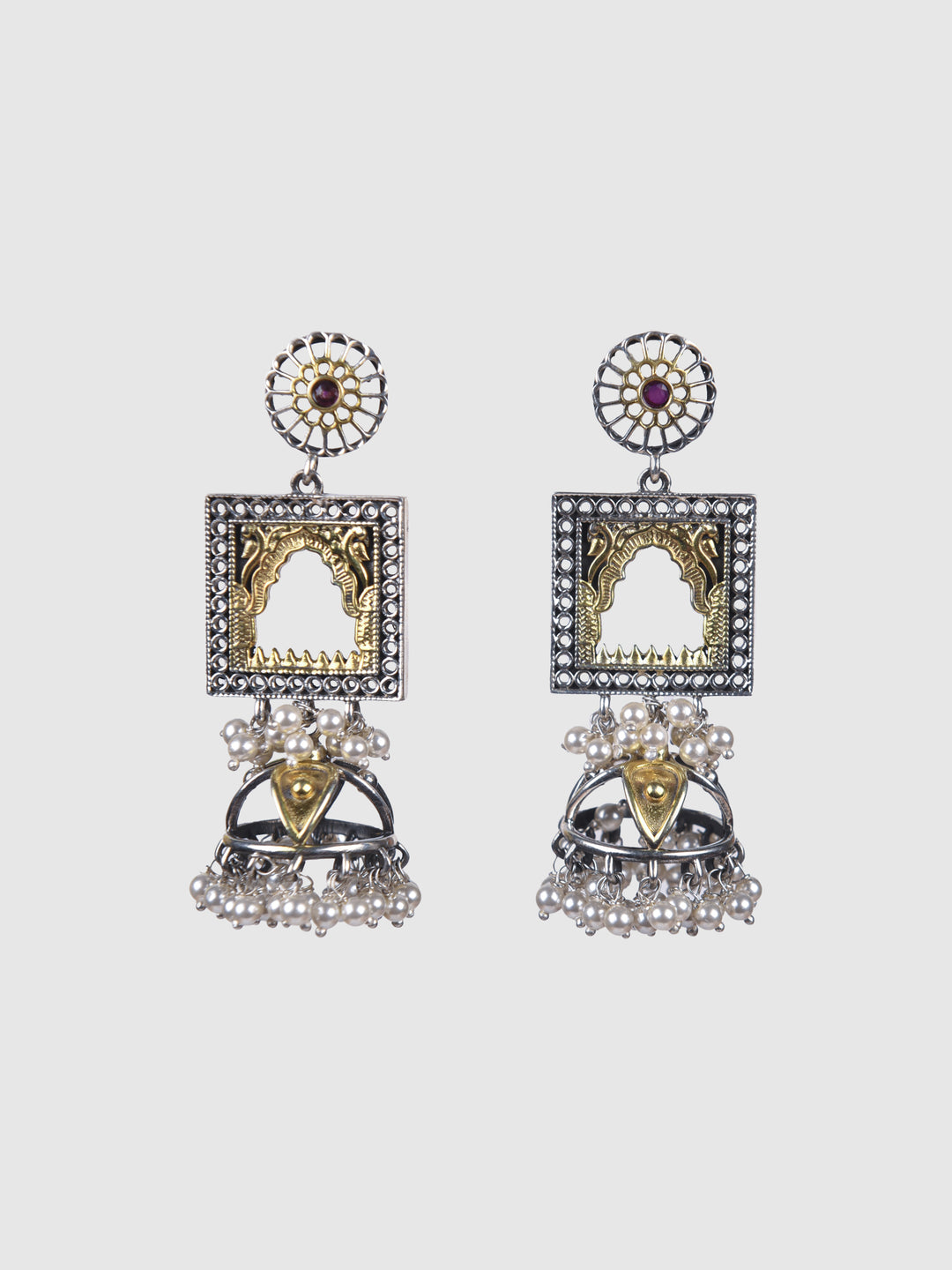 Mitali contemporary dual-tone 925 silver jhumka