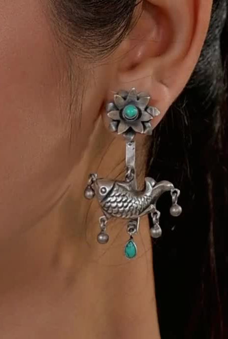 Jagrati contemporary oxidized 925 silver Earring