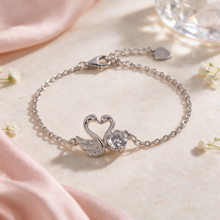Forever Swans Silver Bracelet