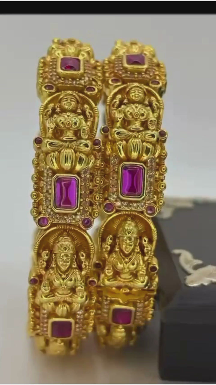 925 Silver gold plated - Lakshmi Kada / Bangle 2.4 size