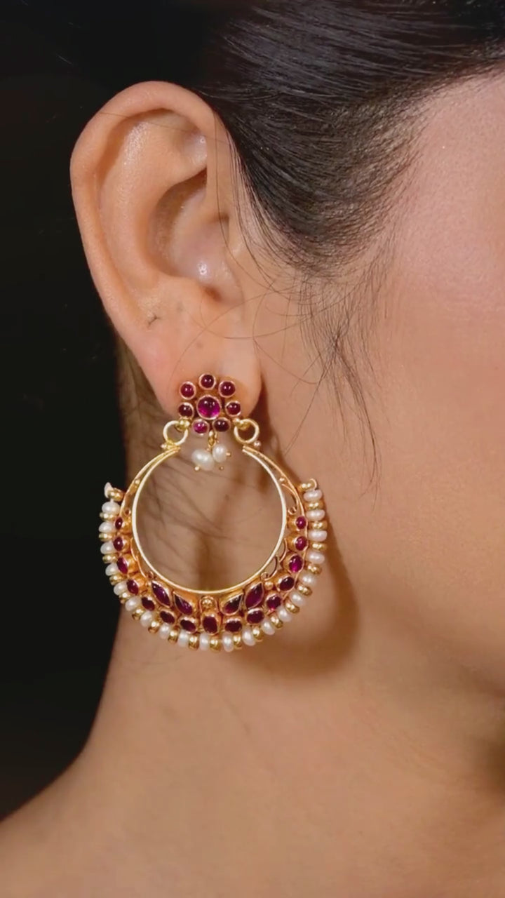 Chandbali Earring-925 silver gold polish
