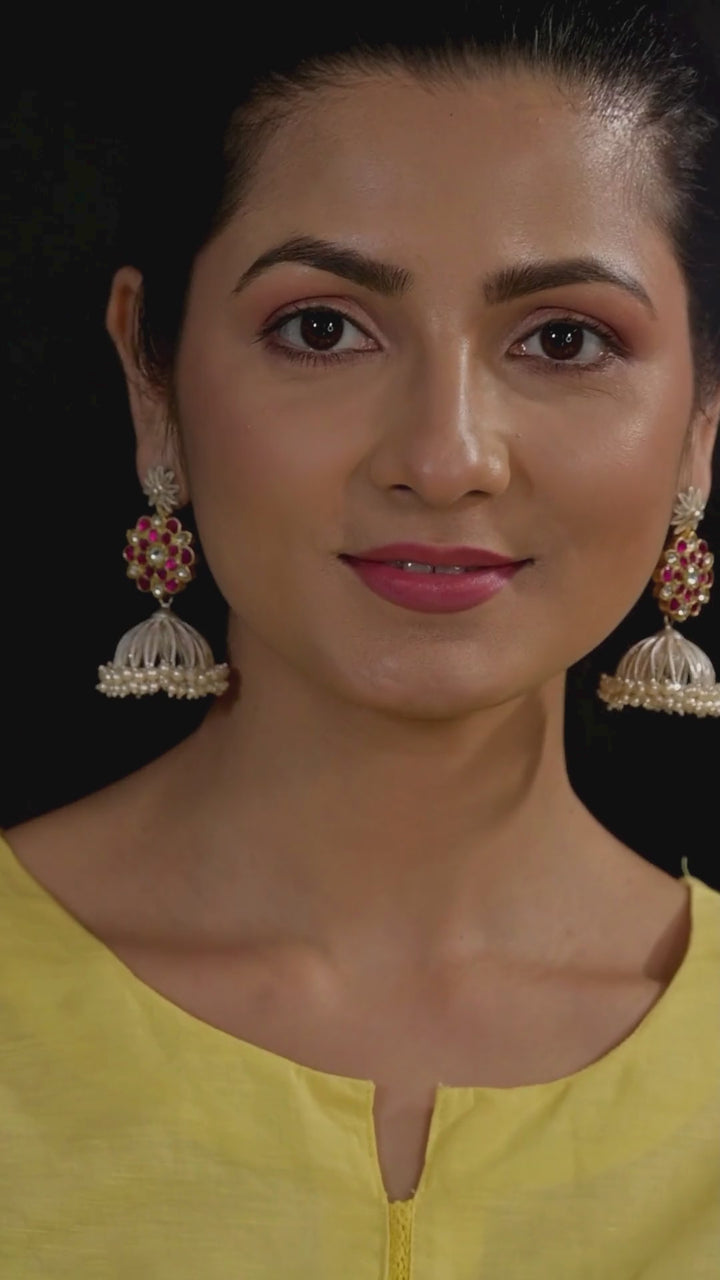 Sendhoor contemporary dual-tone 925 silver Jhumka