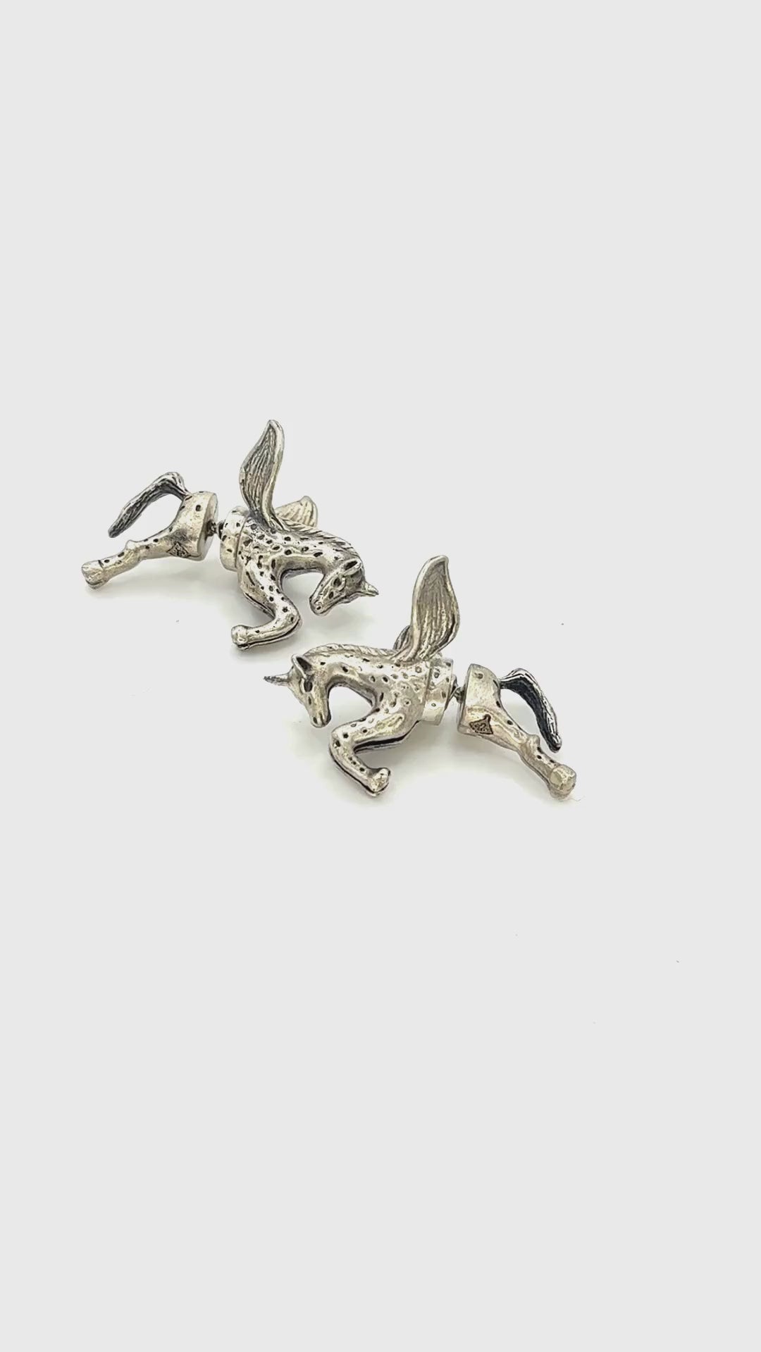 Unicorn earring - 925 silver oxidized