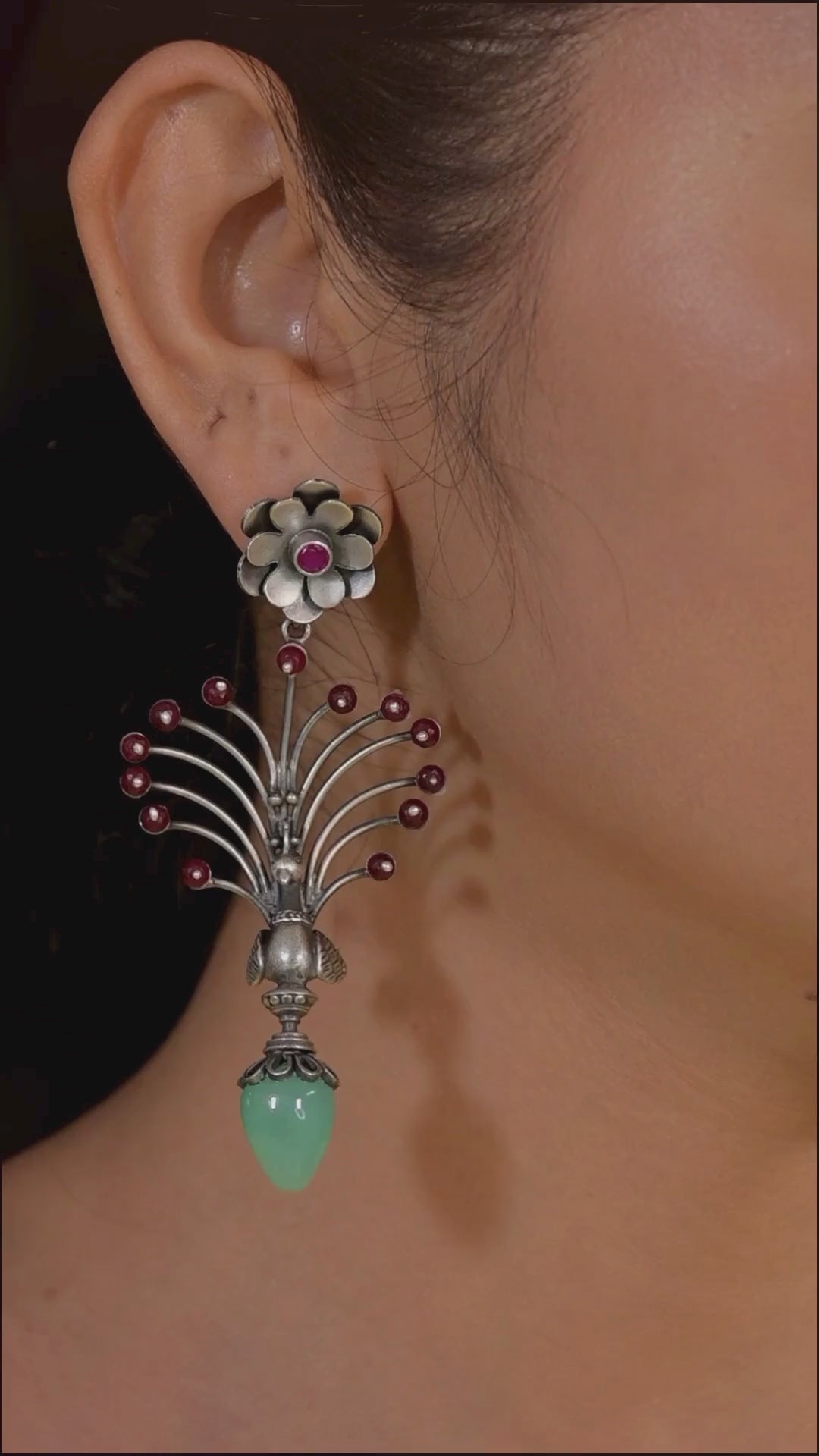 Kripa 925 silver oxidized earring