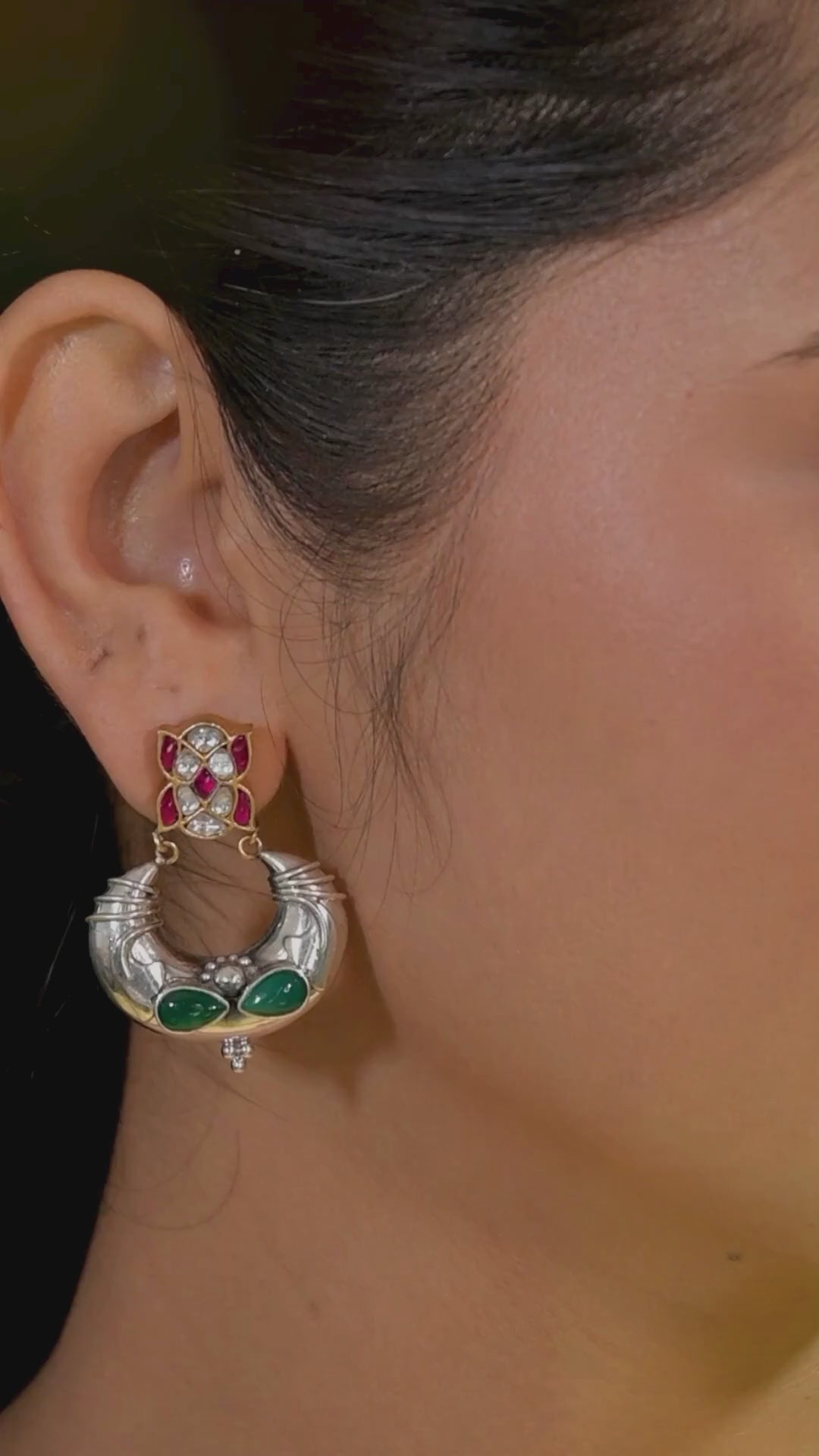 Chandini contemporary dual-tone 925 silver earring