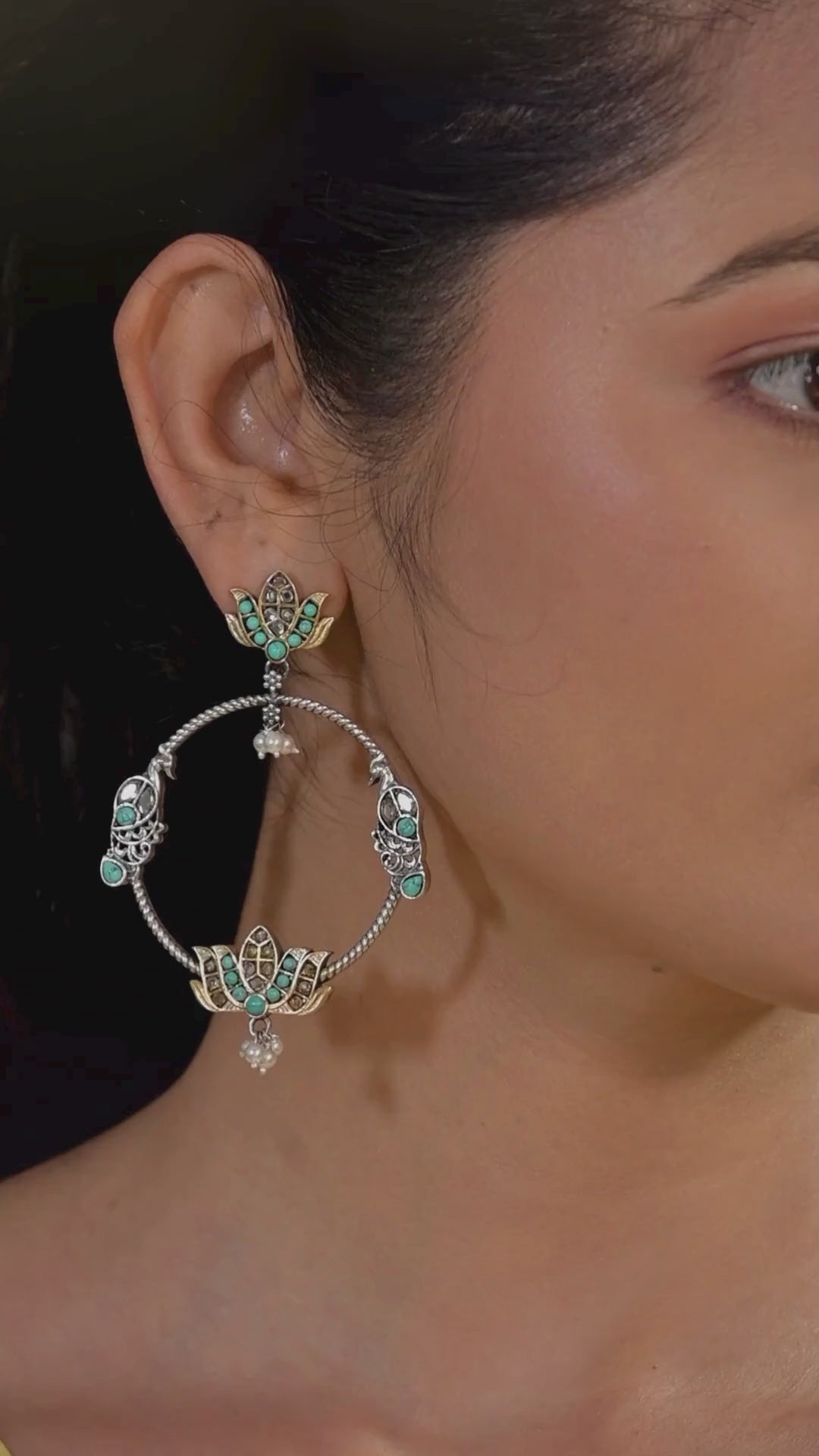 Falguni contemporary dual-tone 925 silver earrings