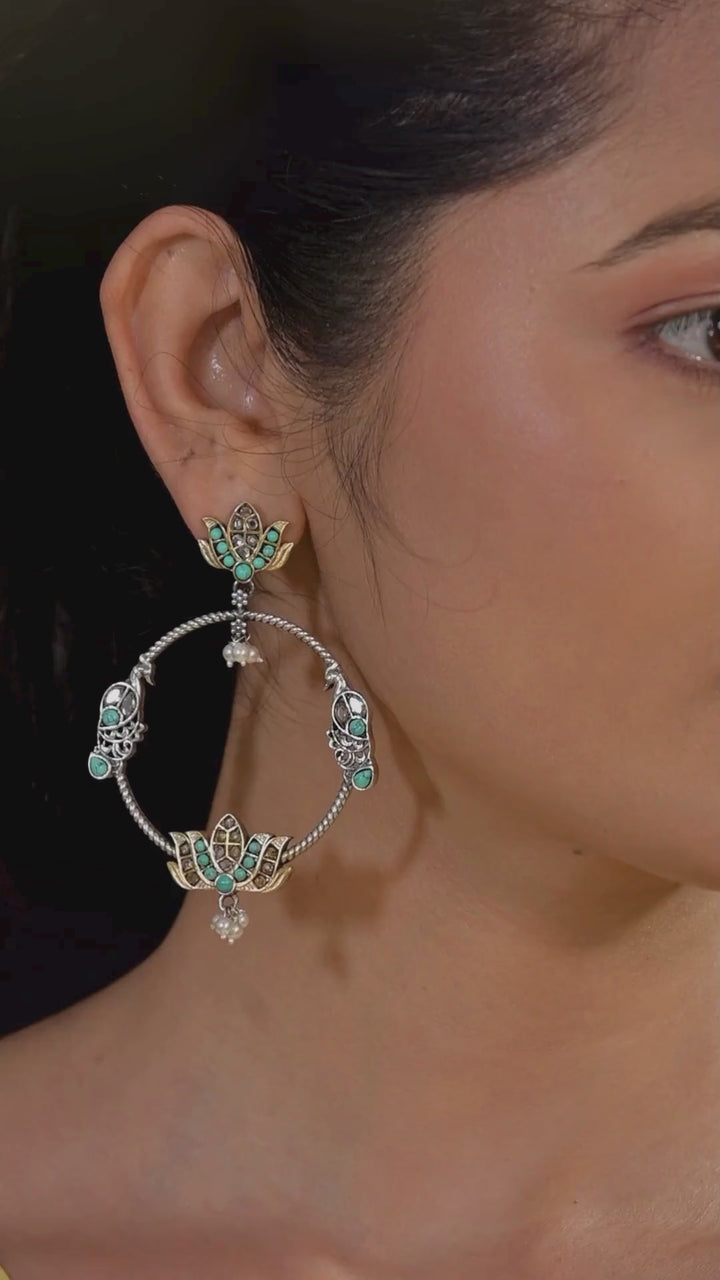 Falguni contemporary dual-tone 925 silver earrings