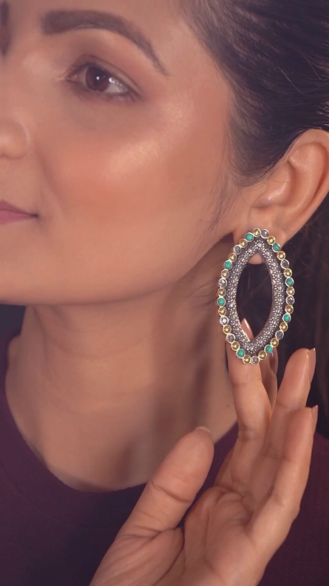 Harshali 925 silver contemporary dual-tone earring