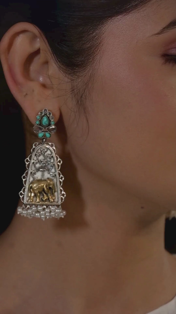 Ekiya contemporary dual-tone 925 silver Earring