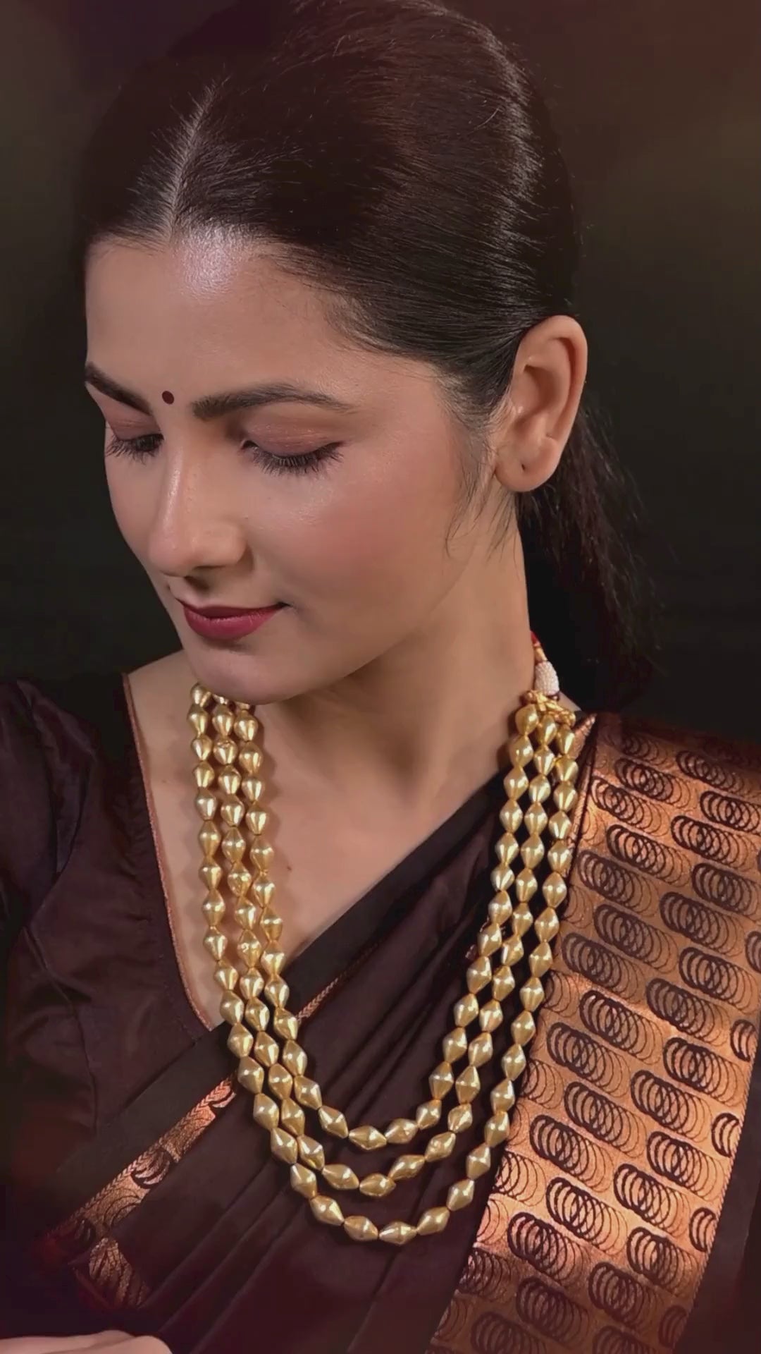 Tarika Kolhapur Bor Mala - 925 silver gold polish