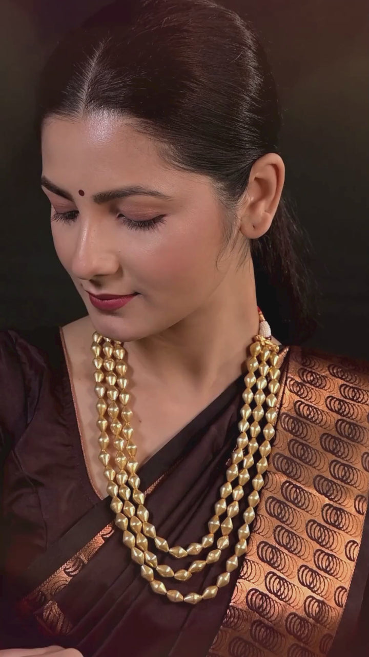 Tarika Kolhapur Bor Mala - 925 silver gold polish