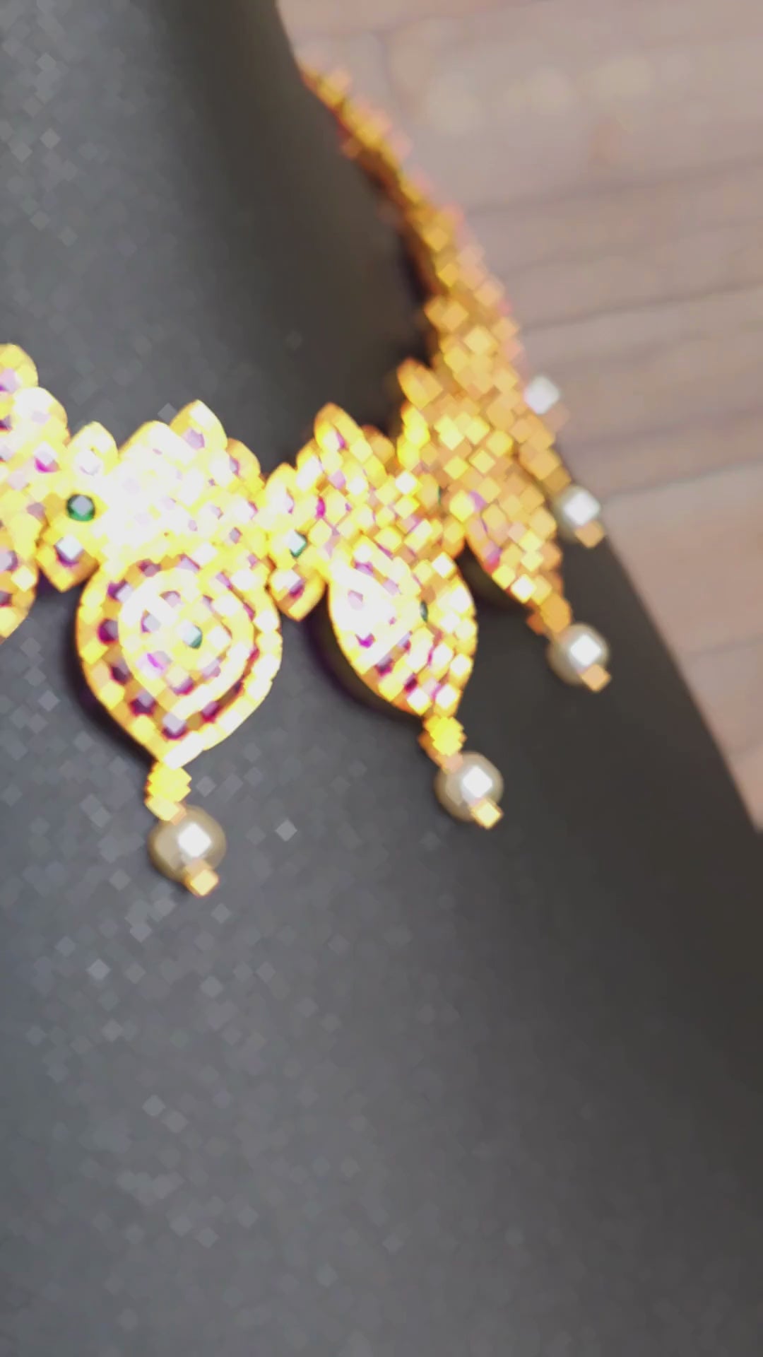 Padmakosha Bharatanatyam Necklace - 925 silver gold polish