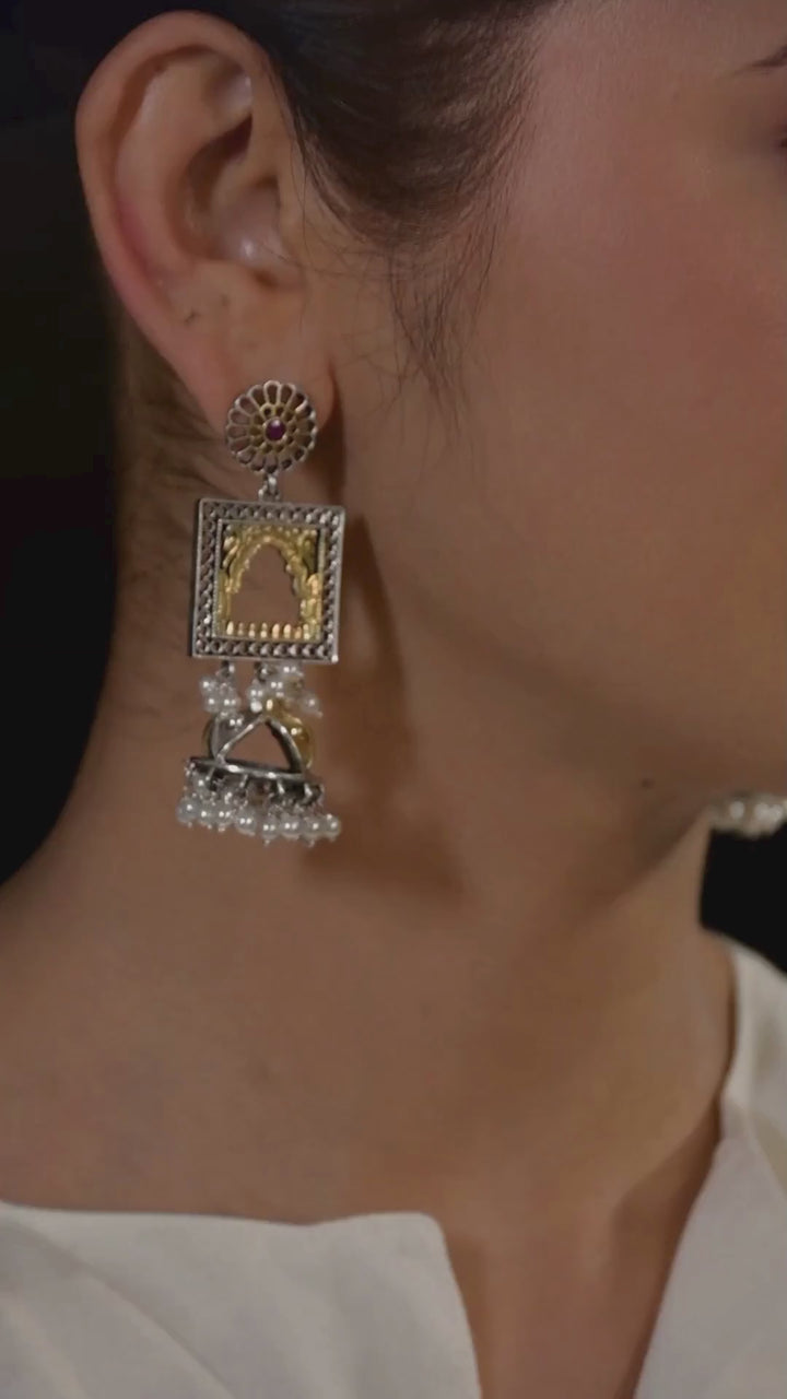 Mitali contemporary dual-tone 925 silver jhumka