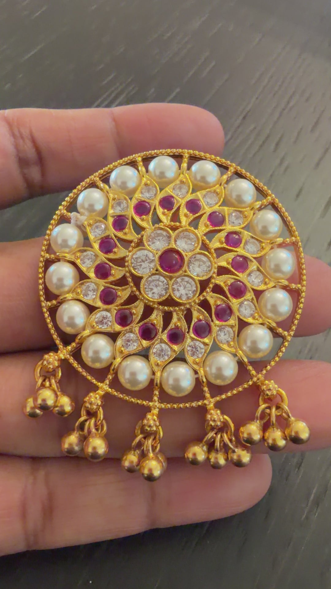 Pearl 2-in-1 Jada billa, Rakodi, or Pendant - 925 Silver Gold Polish
