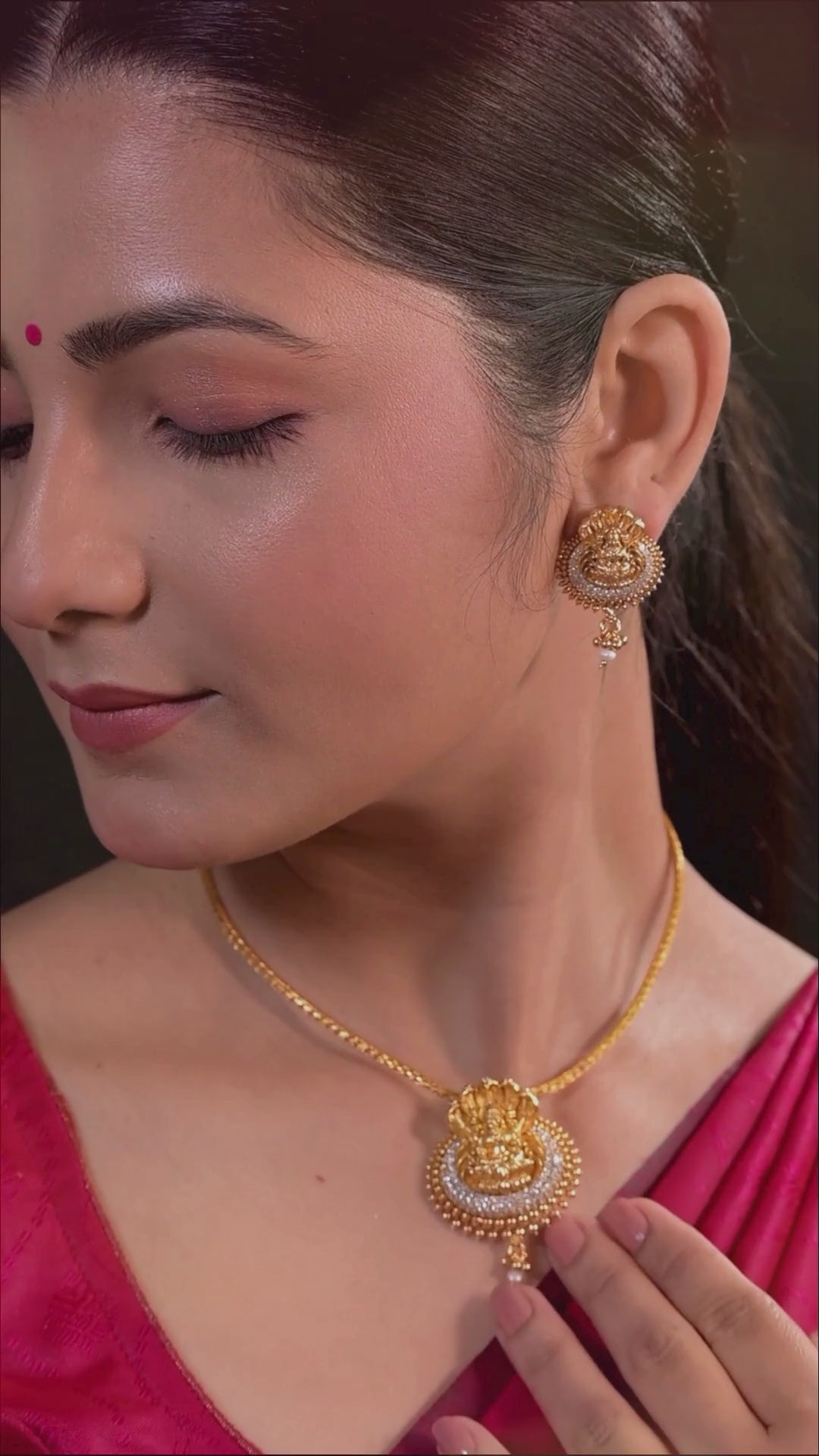 Hrida NagaLakshmi Necklace-925 silver gold polish