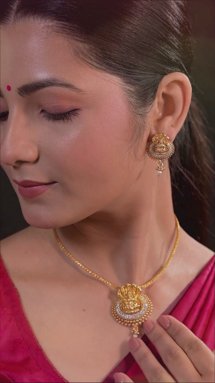 Hrida NagaLakshmi Necklace-925 silver gold polish