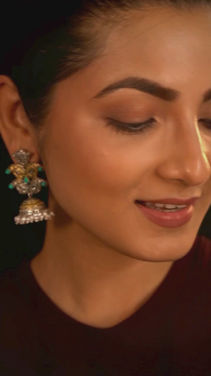 Shefali 925 silver contemporary dual-tone Jhumka